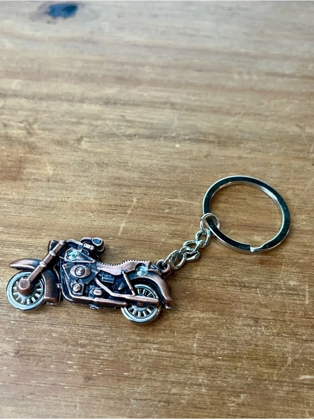 Vintage 3D Metal Motorcycle Keychain - Retro Bronze-Toned Biker Gift New